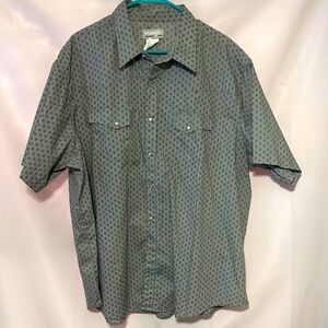 Wrangle Wrancher  Men's Shirt Pearl Snaps Gray Yoke Western Pockets Sz 3X EUC
